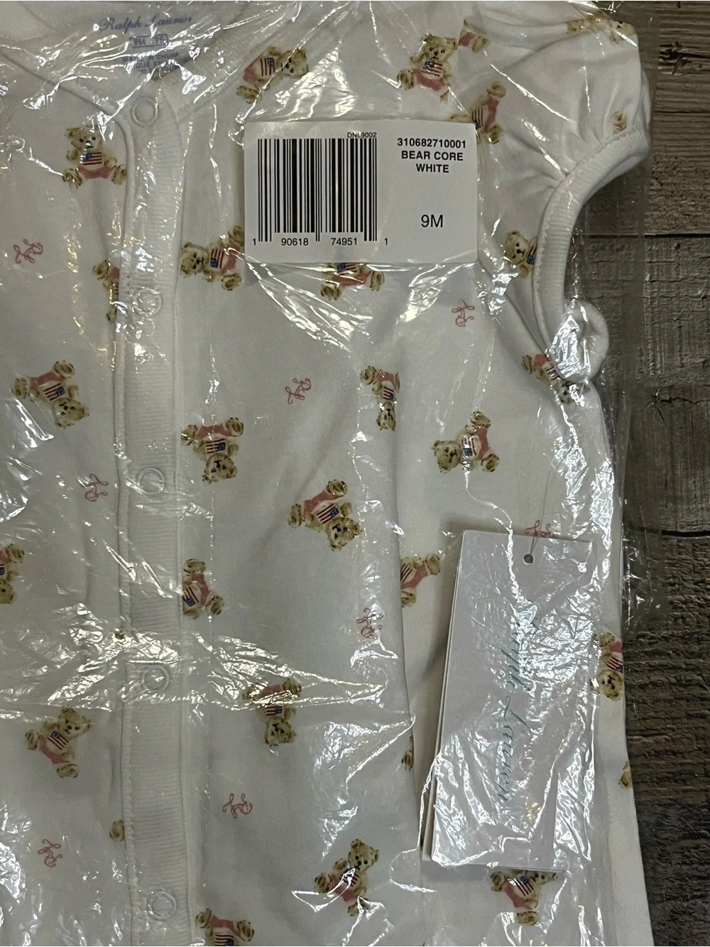 Ralph Lauren Infant Girls Romper with Bears & RL script initials NWT